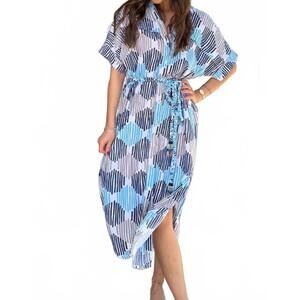 NEW MINT EXCLUSIVES mosaic comfy shirt dress in navy